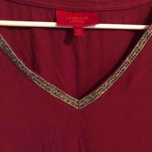 Jennifer Lopez sparkly burgundy top